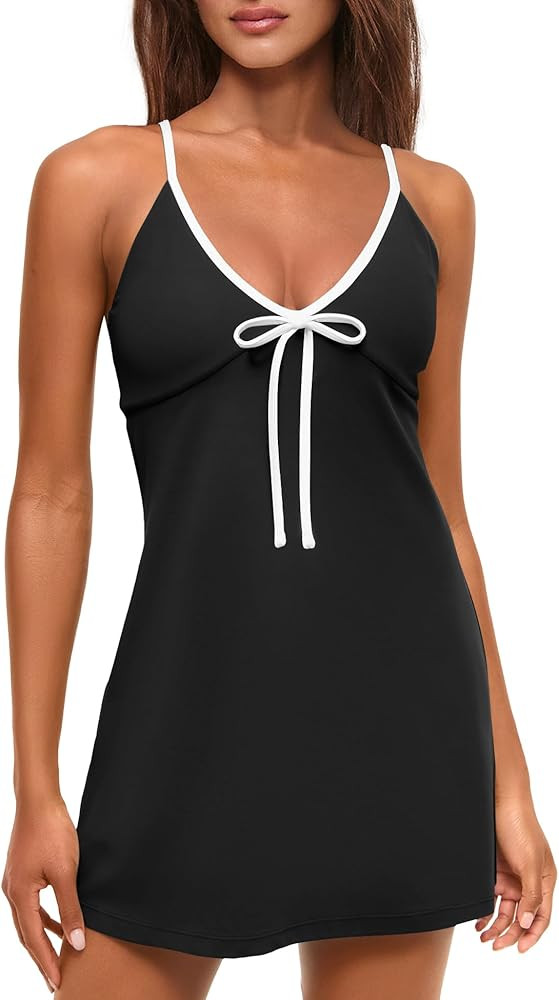ReachMe Womens Tennis Dress with Built in Shorts Summer Athletic Dresses Workout Golf Outfits Min... | Amazon (US)