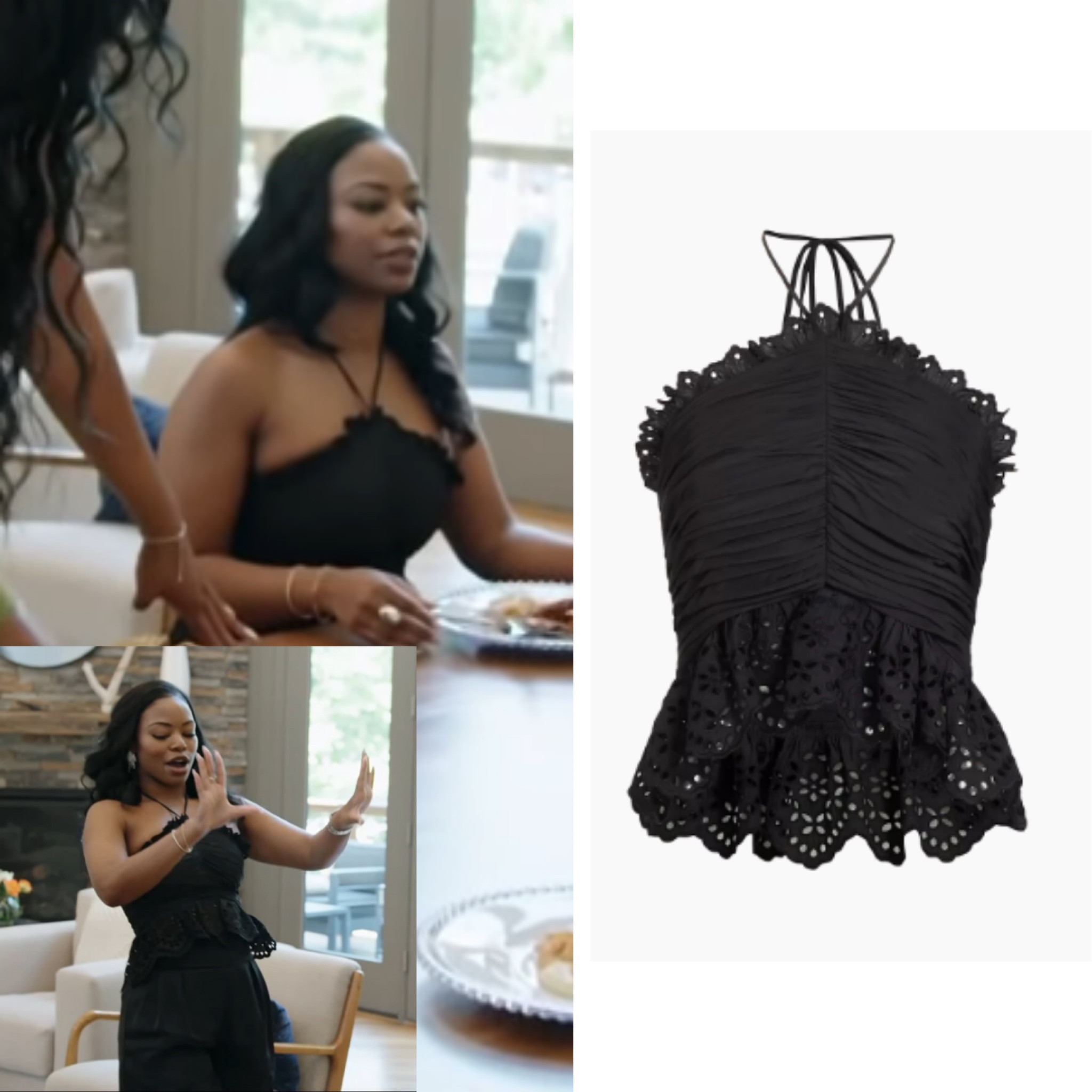 Keiarna Stewart’s Black Lace Peplum Top