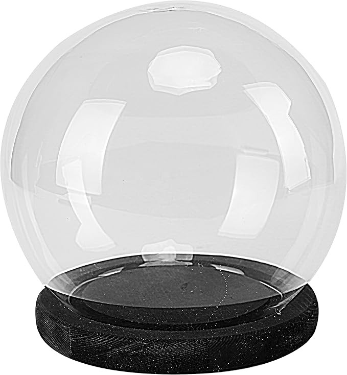 MyGift Clear Glass 6-Inch Terrarium & Keepsake Display Globe with Black-Stain Wood Base | Amazon (US)