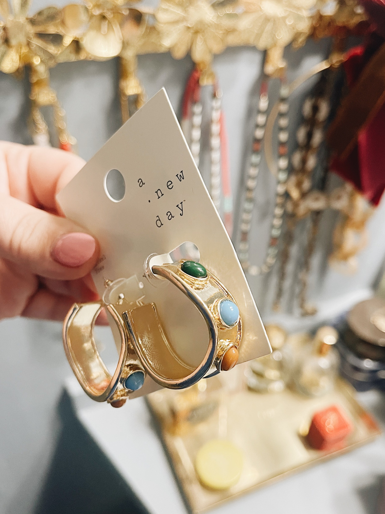 Hoop earrings with colored stones 

#LTKstyletip #LTKunder50 #LTKU