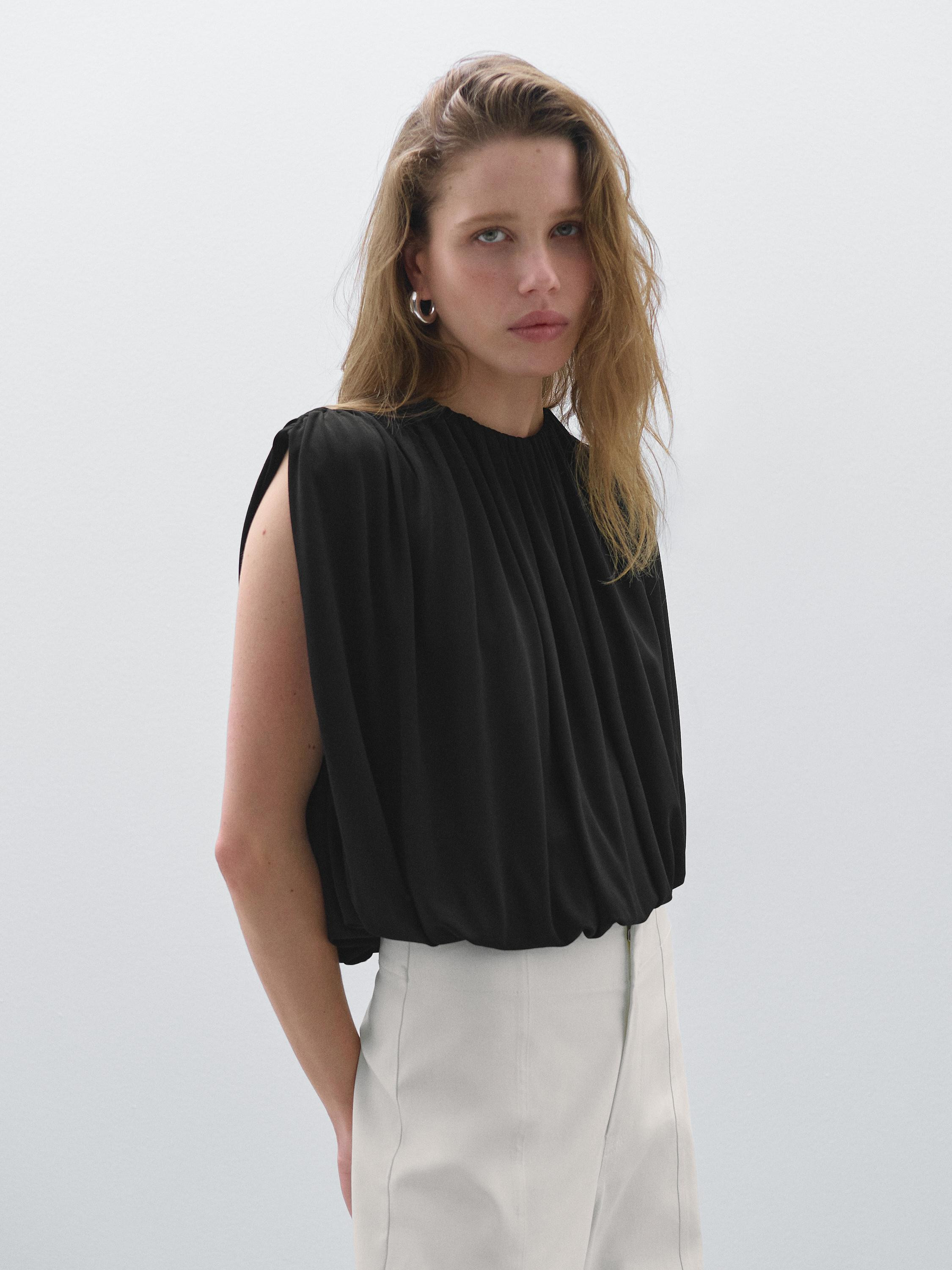 Balloon-effect sleeveless top - Studio | Massimo Dutti US