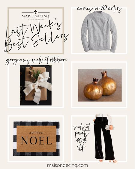 Last week’s best sellers include the cutest holiday decor, GORGEOUS velvet ribbon (comes in 6 colors), velvet pants on sale, and more!

#homedecor #holidaydecor #holidayoutfit #sweater #christmasdecor 

#LTKHoliday #LTKover40 #LTKhome