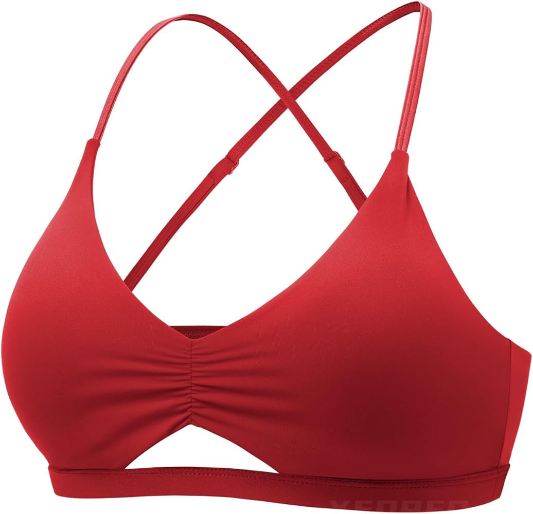 YEOREO Women's Sports Bras Chilene Strappy Criss Cross Open Back Low Impact Removable Cups Gym Yo... | Amazon (US)