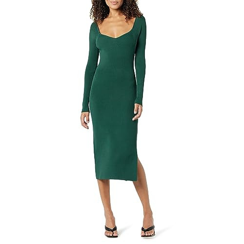 The Drop Women's Cameron Ribbed Sweetheart Neckline Midi Sweater Dress, Trek Green, XL | Amazon (US)