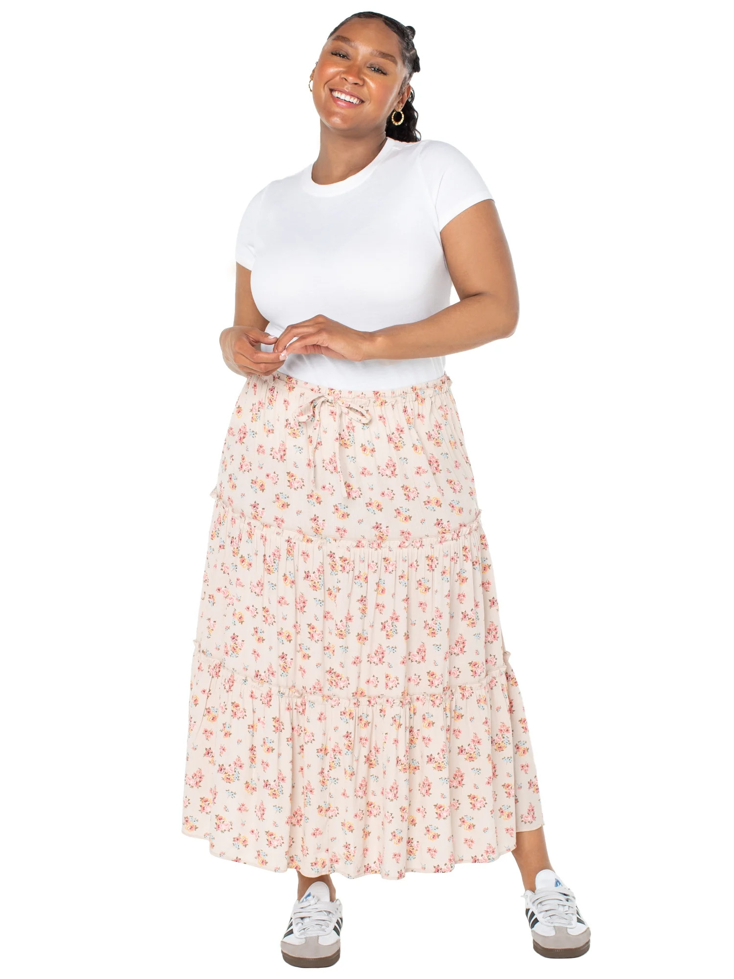 Celebrity Pink Women's and Women's Plus Tiered Maxi Skirt, Sizes XS-4X | Walmart (US)