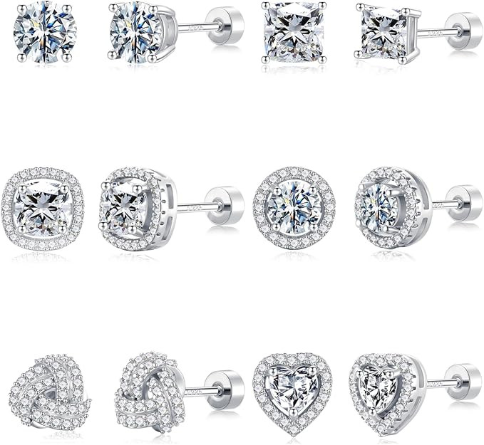 M MOOHAM Hypoallergenic 925 Sterling Silver Post Stud Earrings Set for Women - 14k Gold Plated Si... | Amazon (US)