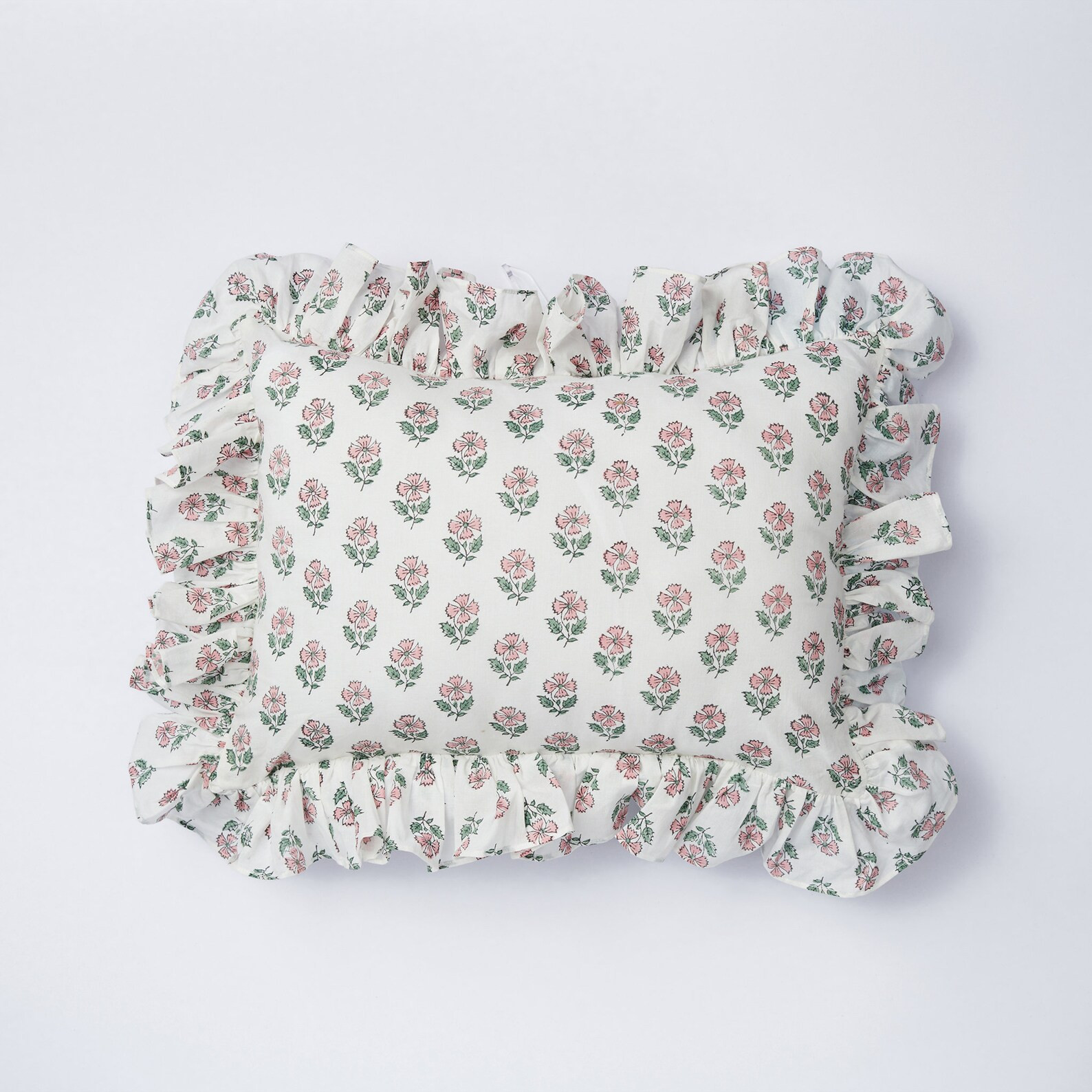 Ruffle Blockprint Mini Cushion - Etsy | Etsy (US)