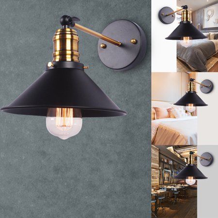 Wall Lamp Cord Industrial Wall Sconce, Black ,with On/Off Switch, E27 Base 1-Light Bedroom Wall Ligh | Walmart (US)