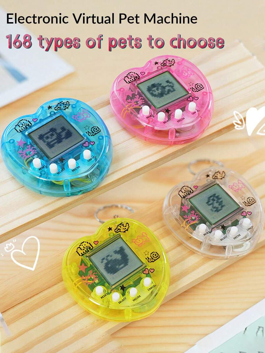 1pc Mini Virtual Pet Game Console, Personalize The Heart-Shaped Look In A Transparent Color, Port... | SHEIN