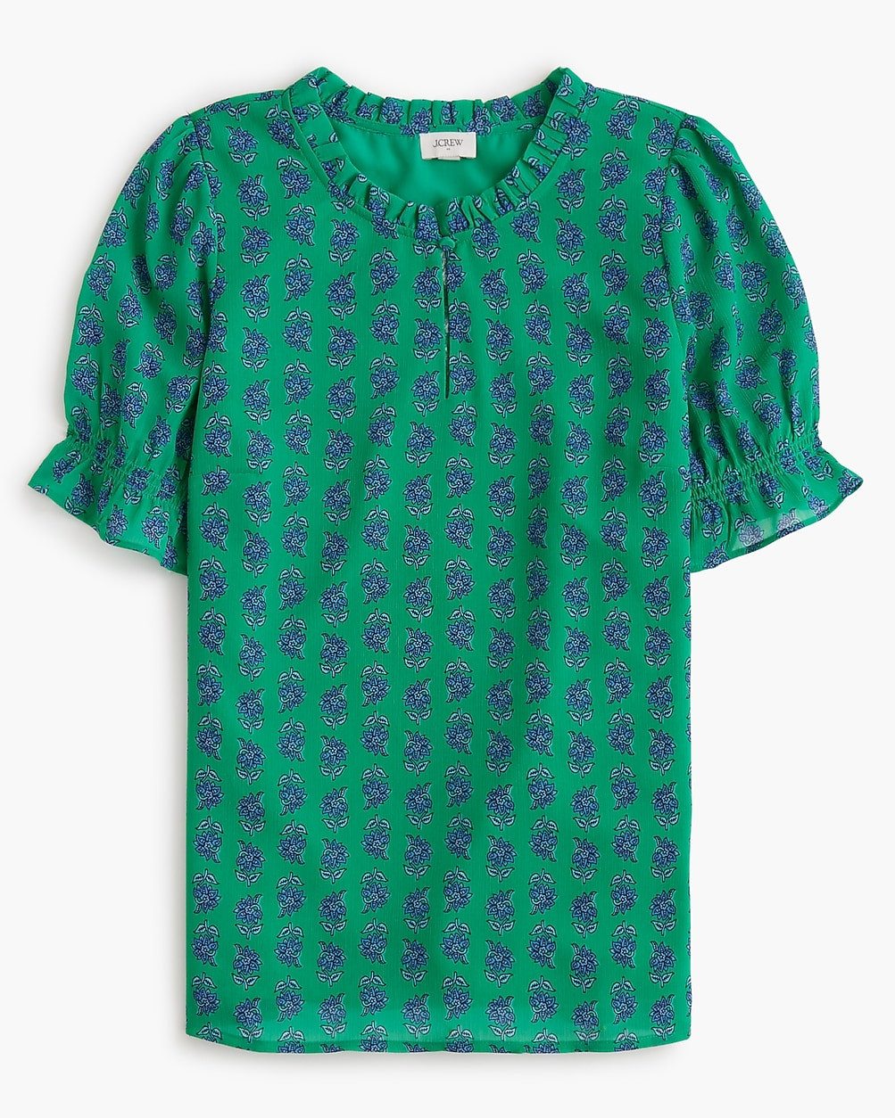 Short-sleeve printed ruffleneck top | J.Crew Factory