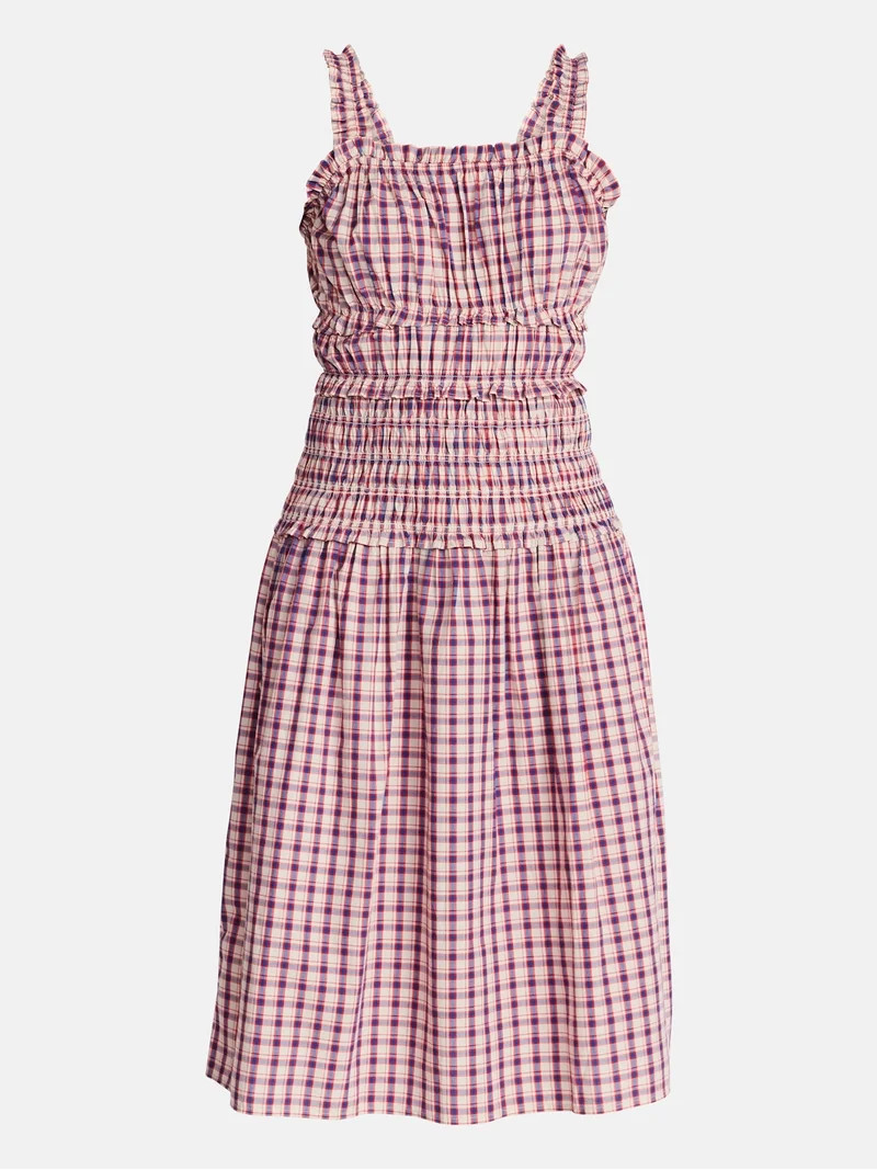 Time and Tru Women's and Women's Plus Sleeveless Smocked Peasant Midi Dress, Sizes XS-4X | Walmart (US)