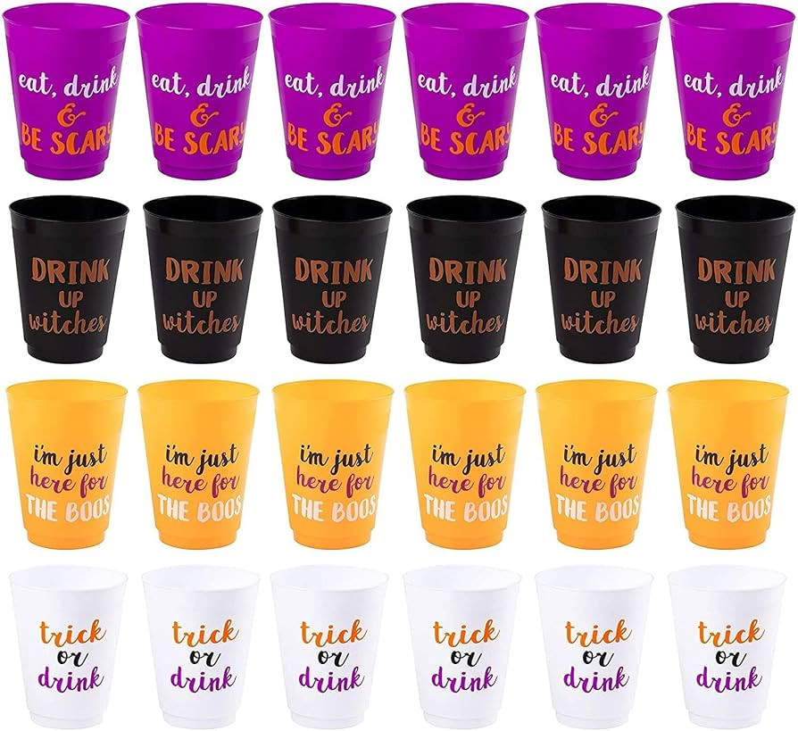 BLUE PANDA Halloween Plastic Party Cups (16 oz, 4 Colors, 24-Pack) | Amazon (US)