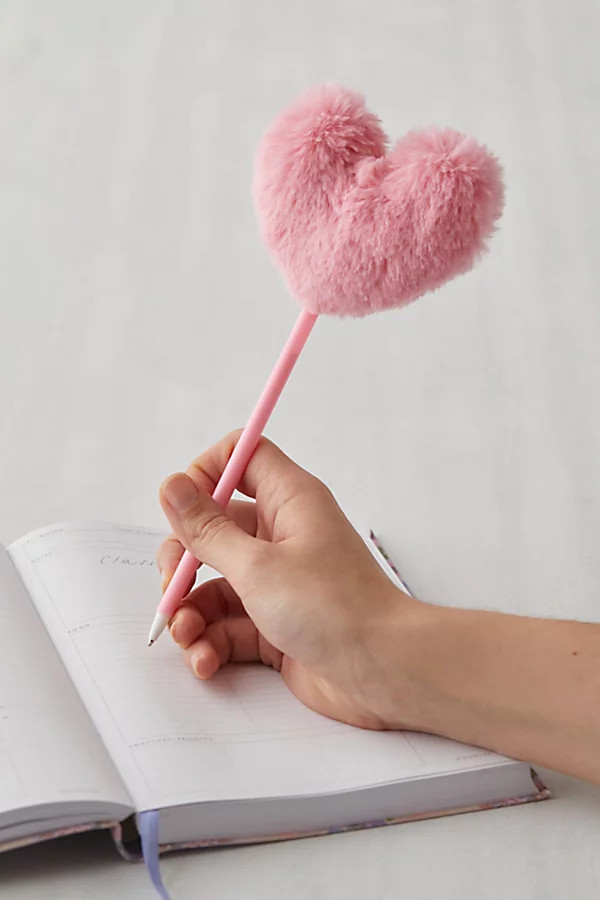 Fuzzy Heart Pen | Urban Outfitters (US and RoW)