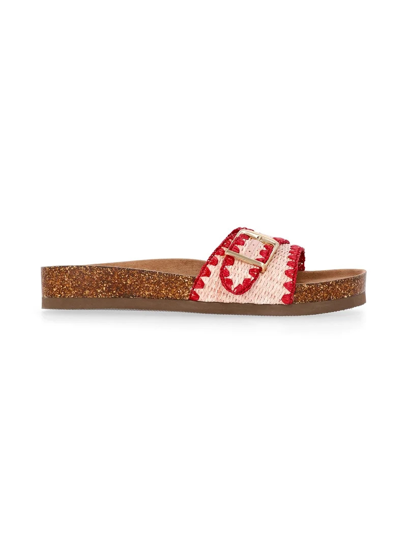 Time and Tru Women's One Buckle Footbed Slide Sandals | Walmart (US)