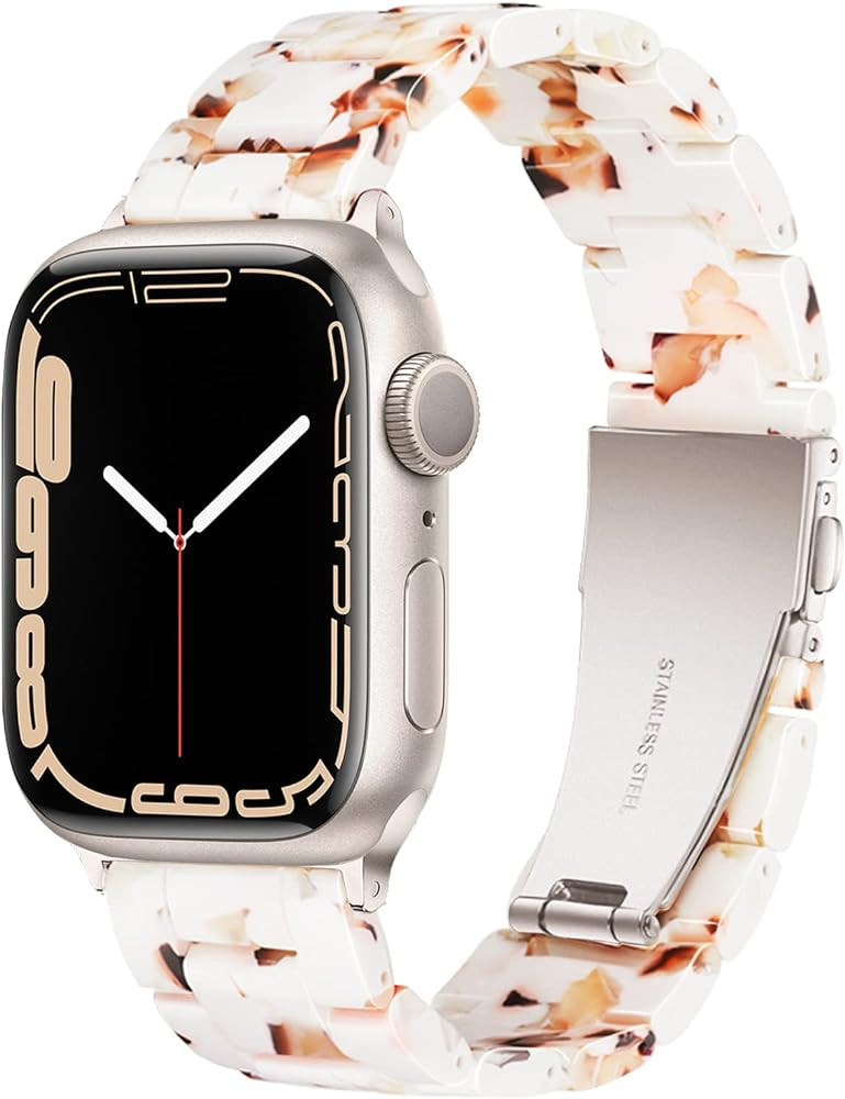 Light Apple Watch Band-Fashion Resin iWatch Bands for Women Men Bracelet Compatible with Stainles... | Amazon (US)