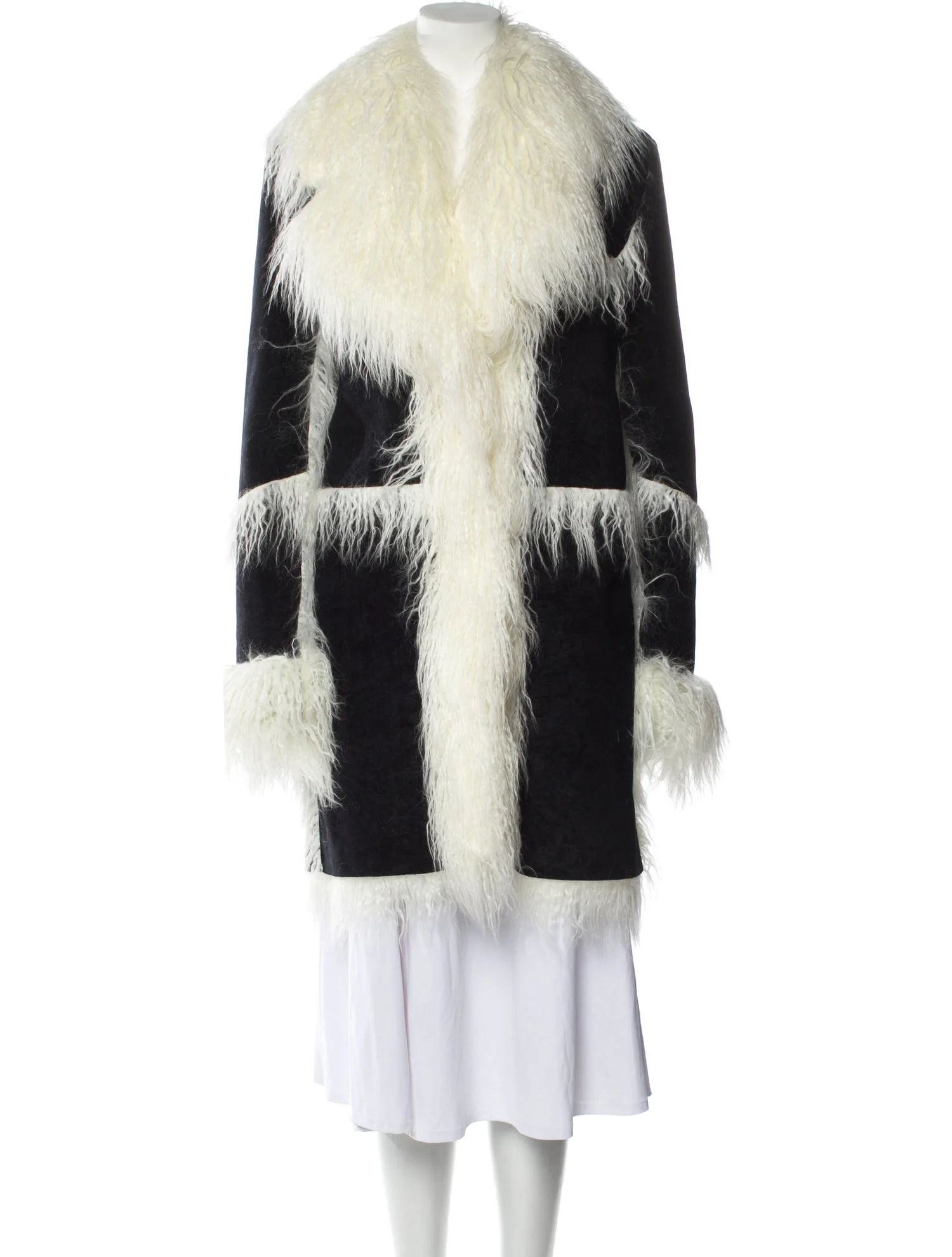 Colorblock Pattern Faux Fur Coat | The RealReal