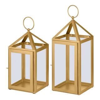 Home Decorators Collection Modern Gold Metal Lantern Candle Holder - Hanging or Tabletop (Set of ... | The Home Depot