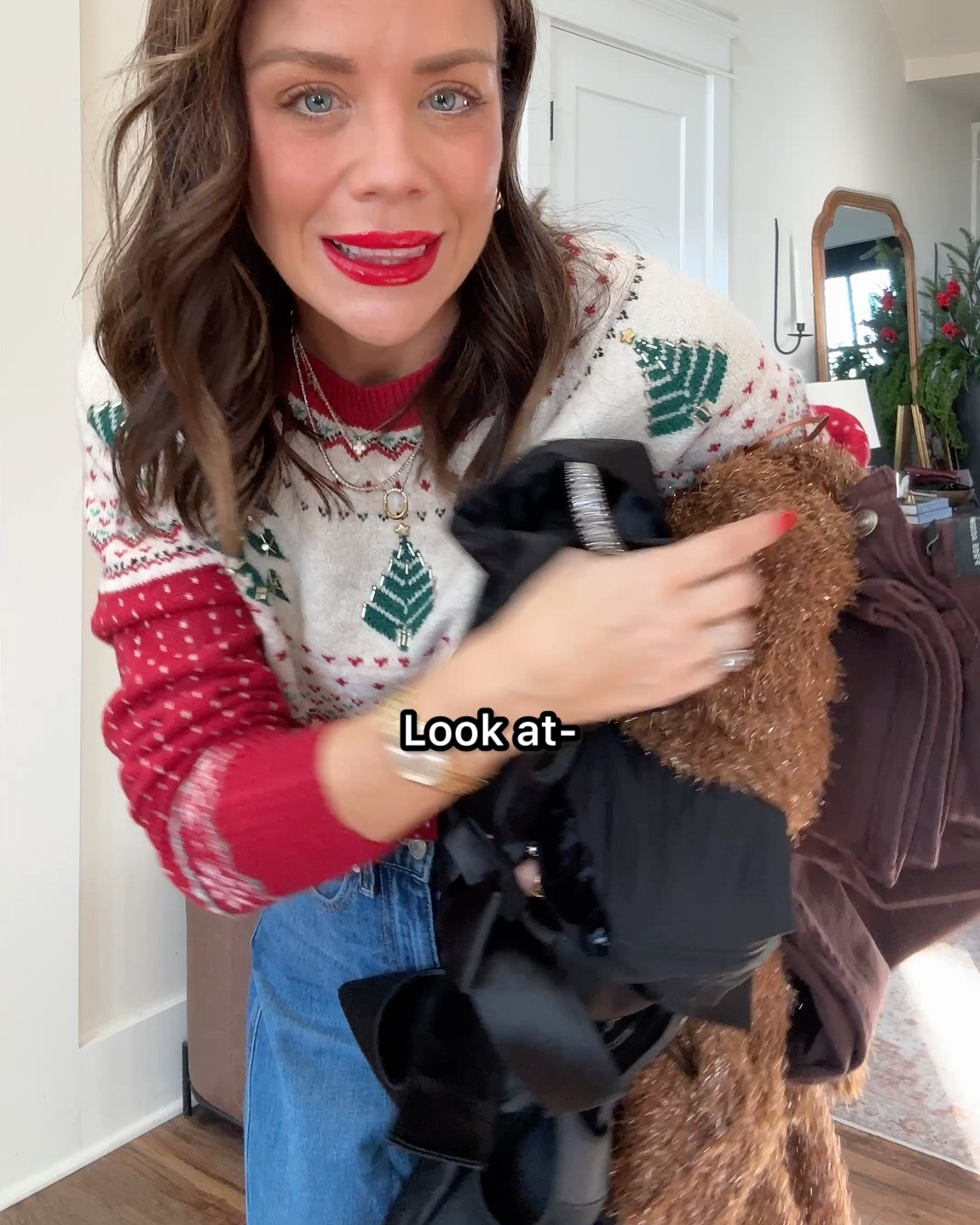 Walmart holiday outfits! Wearing XS/0 in everything! Jeans run big, size down!! 

#WalmartPartner @WalmartStyle #WalmartStyle 

#LTKSeasonal #LTKFindsUnder50 #LTKHoliday