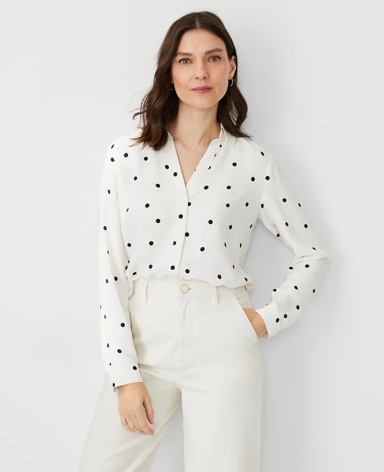 Petite Dotted Essential Shirt | Ann Taylor (US)