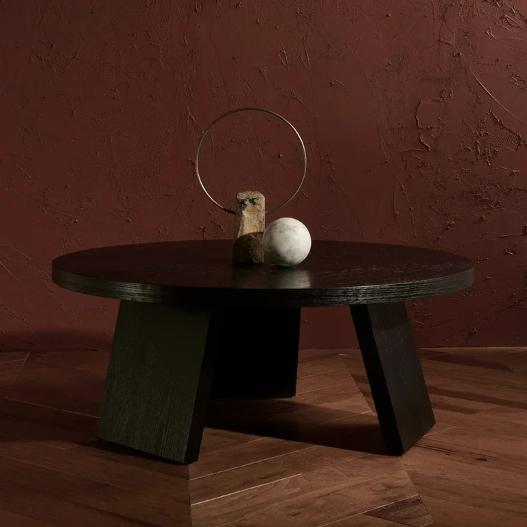 SAFAVIEH Couture Julianna Rustic Round Wood Coffee Table, Black | Walmart (US)