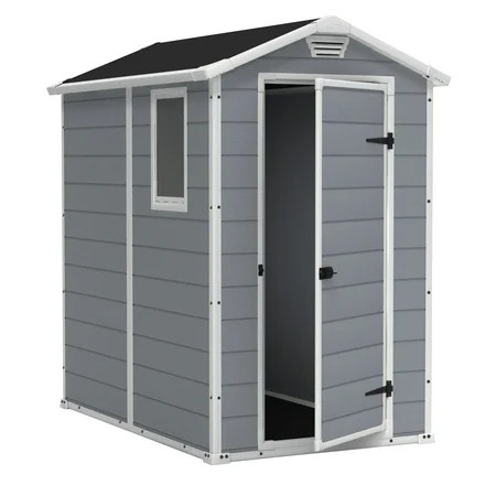 Keter Manor 4' x 6' Resin Storage Shed, All-Weather Plastic Outdoor Storage, Gray/White | Walmart (US)