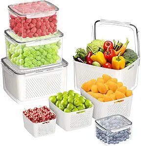 Fruit Storage Containers for Fridge - 5PCS Food Storage Containers with Lids - Produce Containers... | Amazon (US)