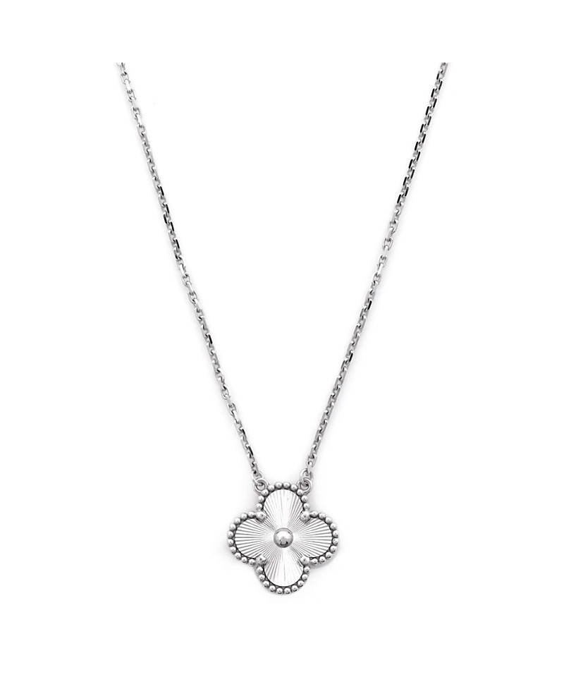 Pre-Owned Van Cleef & Arpels Vintage Alhambra Pendant Necklace Guilloche 18K White Gold with Diamond | Bloomingdale's (US)