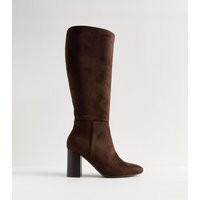 Women's Brown Faux Suede Knee High Boots Vegan New Look | New Look (UK)