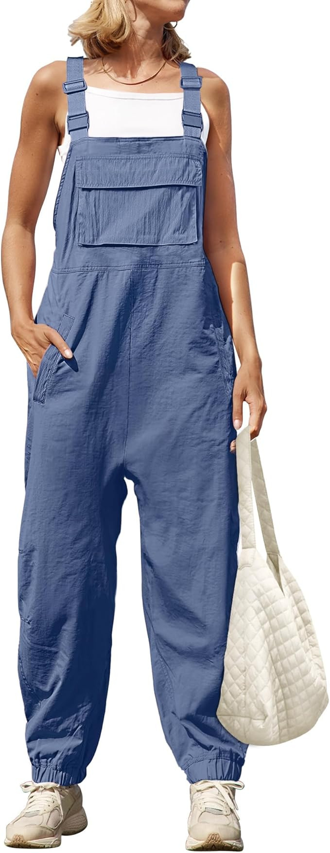 ZESICA Women's Sleeveless Overalls Jumpsuit Casual Loose Adjustable Straps Bib Long Pant Jumpsuit... | Amazon (US)