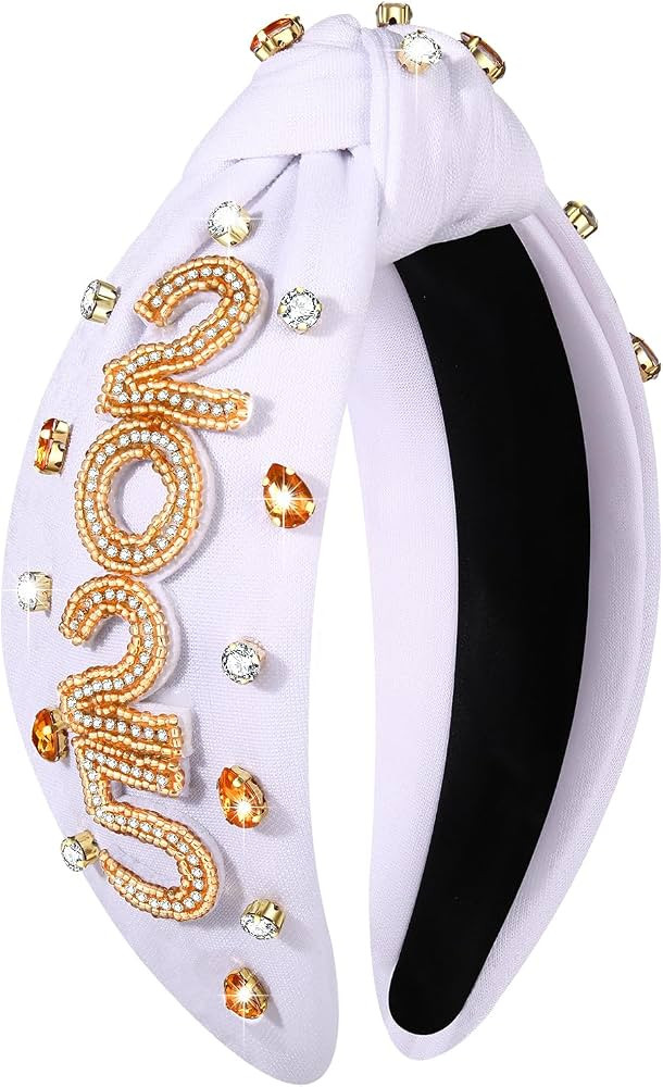 Happy New Year Headband for Women New Year’s Eve Accessories Gold Beaded NYE NEW YEAR Knotted H... | Amazon (US)