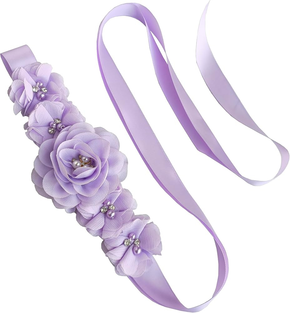 Pearl Sash for Flower Girl Dress Bridal Wedding Bridesmaid Dress Sash Belt Floral Sash Belt for W... | Amazon (US)
