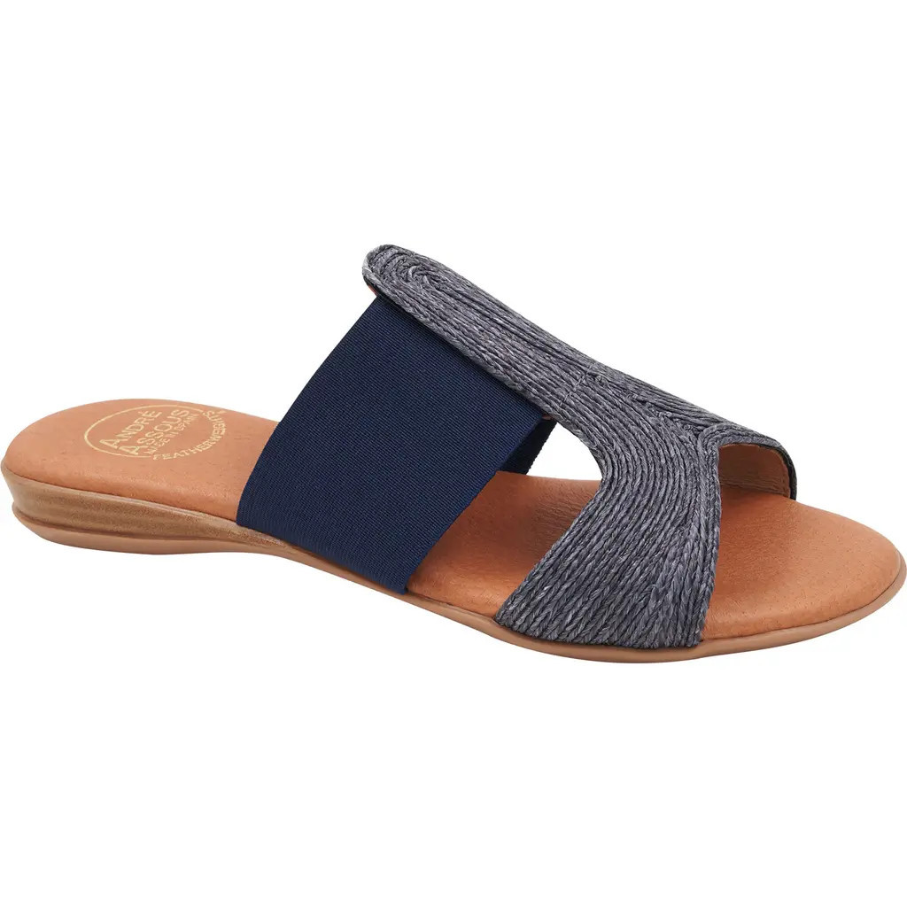 André Assous Noor Raffia Slide Sandal in Navy at Nordstrom Rack, Size 5 | Nordstrom Rack