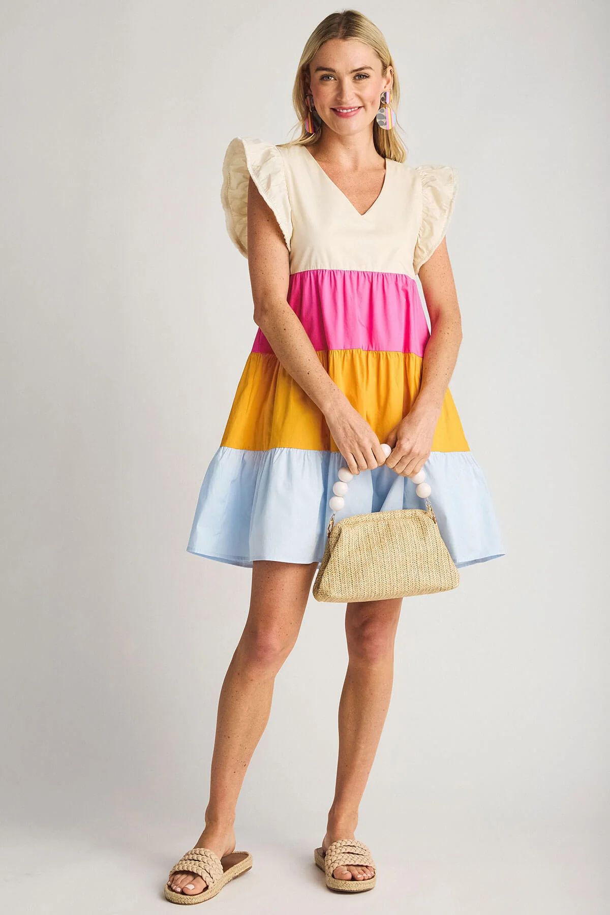 THML Poplin Colorblocked Dress | Social Threads