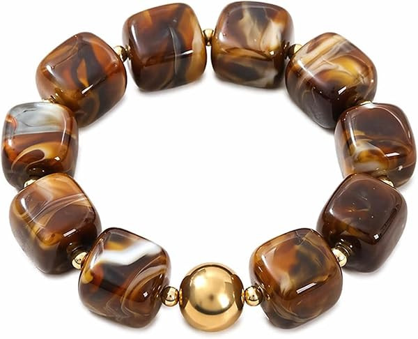 1 Chunky Brown Bracelet for Women Tiger Eye Design | Amazon (US)