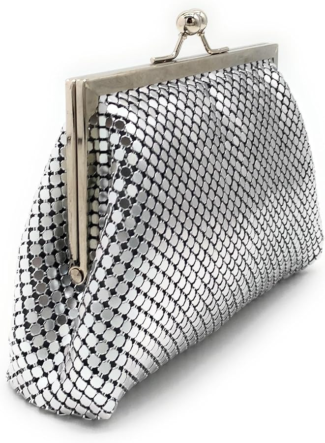 Vintage Clutch Purse for Women – Retro Metal Mesh Mini Evening Bag with Kiss Lock & Chain Strap... | Amazon (US)