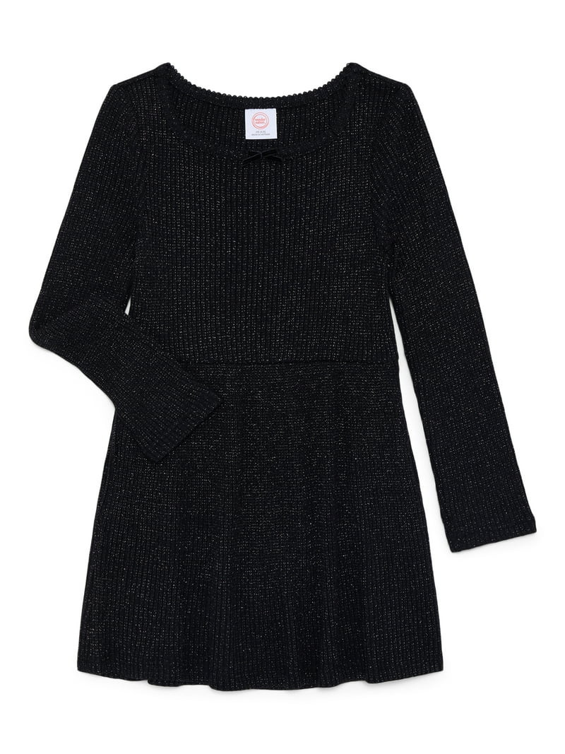 Wonder Nation Girls Square Neck Cozy Dress, Sizes 4-18 & Plus | Walmart (US)