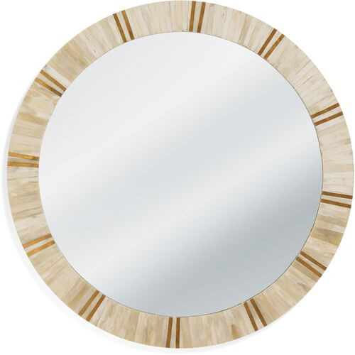 Clive Round Bone Wall Mirror, Cream/Brass | One Kings Lane