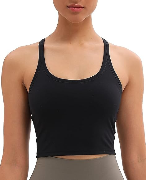 Lavento Women's Racerback Sports Bra Yoga Crop Top with Built in Bra | Amazon (US)