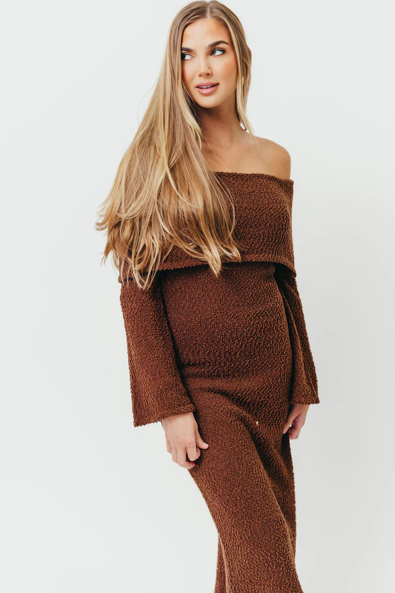 Nora Knit Maxi Dress in Chocolate Brown - Bump Friendly | Worth Collective