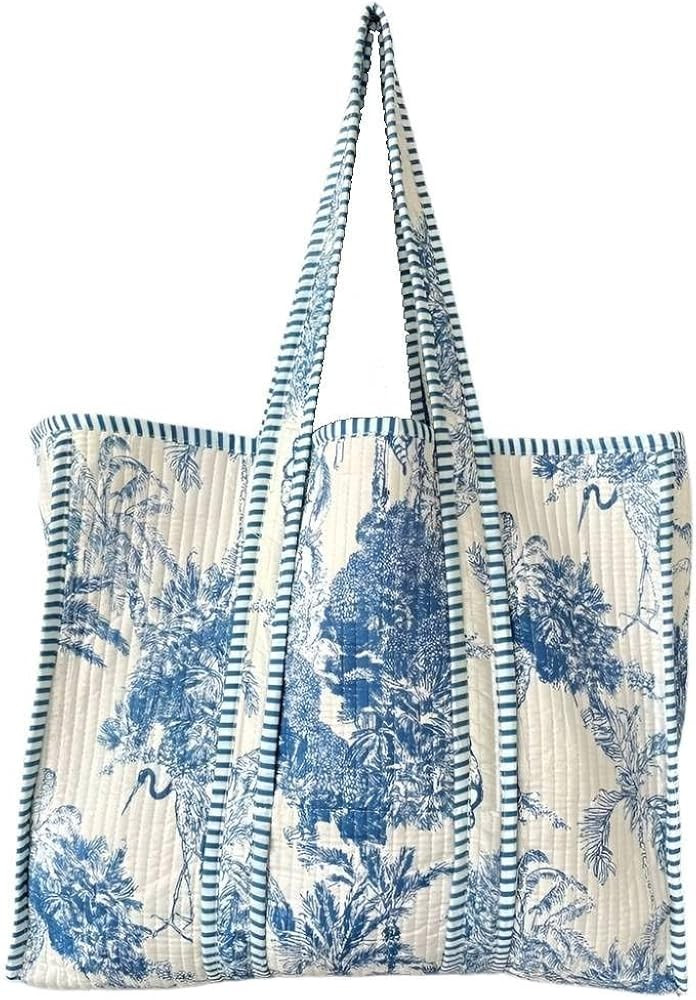 RAJBHOOMI HANDICRAFTS Women’s 100% Cotton Lightweight Shoulder Tote Bag with Interior Poeckt Ca... | Amazon (US)