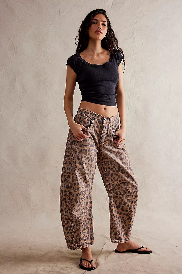 We The Free Good Luck Printed Barrel Jeans | Free People (UK)