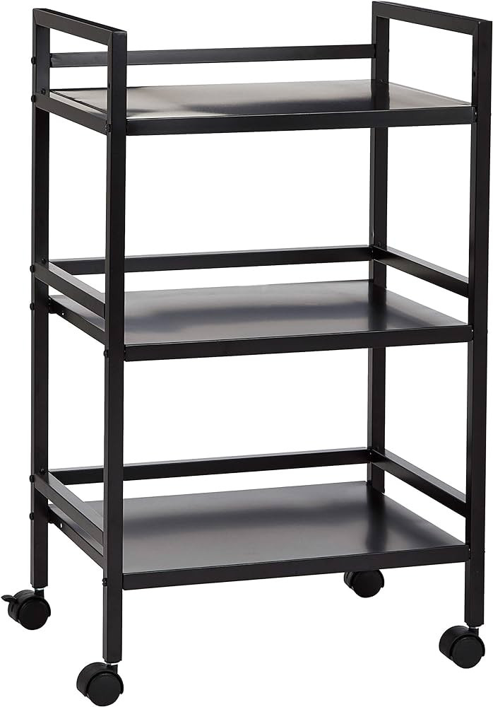 Amazon Basics 3-Tier Metal Rolling Cart, Black | Amazon (US)