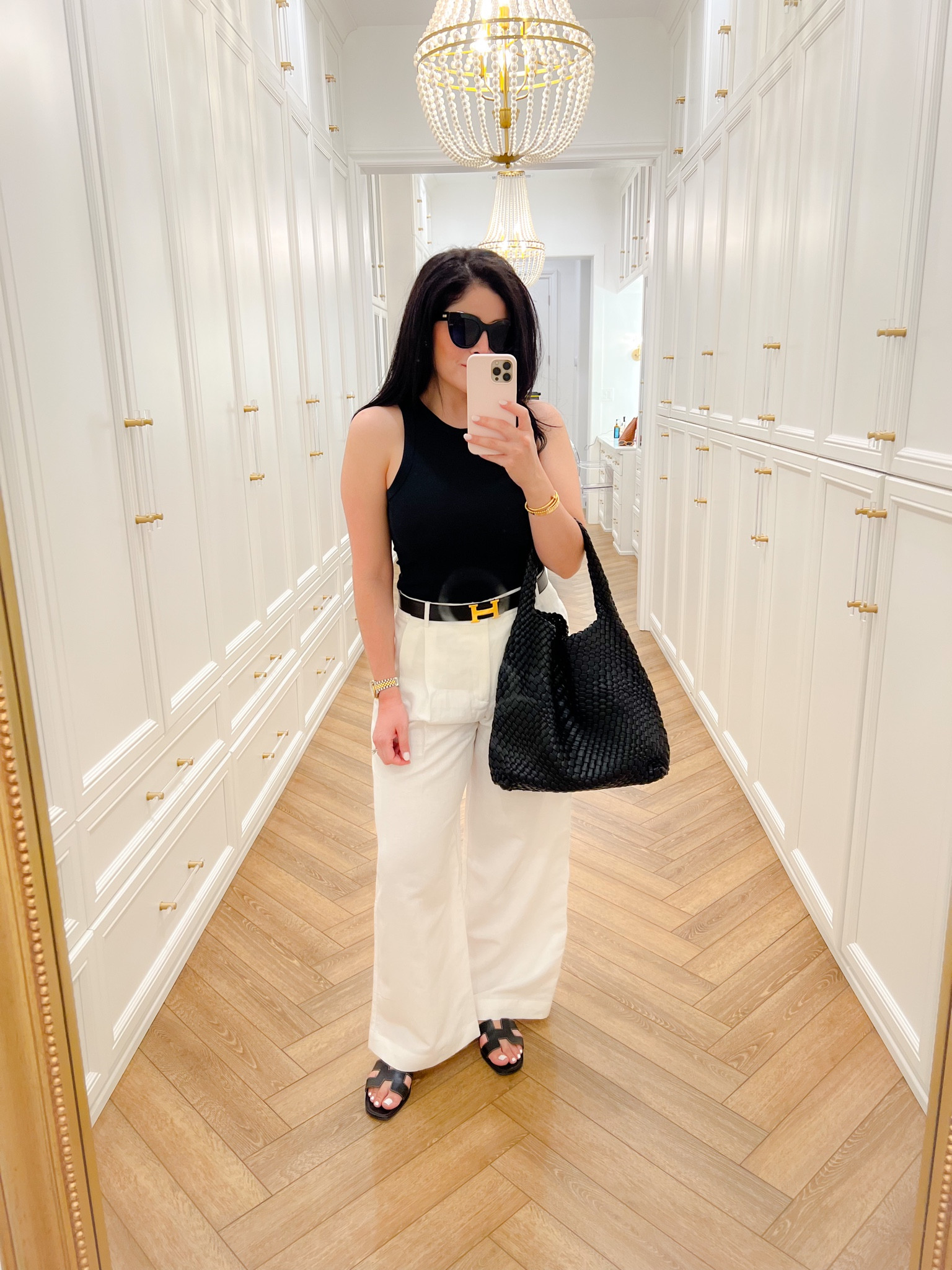 Linen pants, white linen pants, black tank top, Hermes belt, black bag, le specs sunglasses 

#LTKunder50 #LTKstyletip #LTKunder100