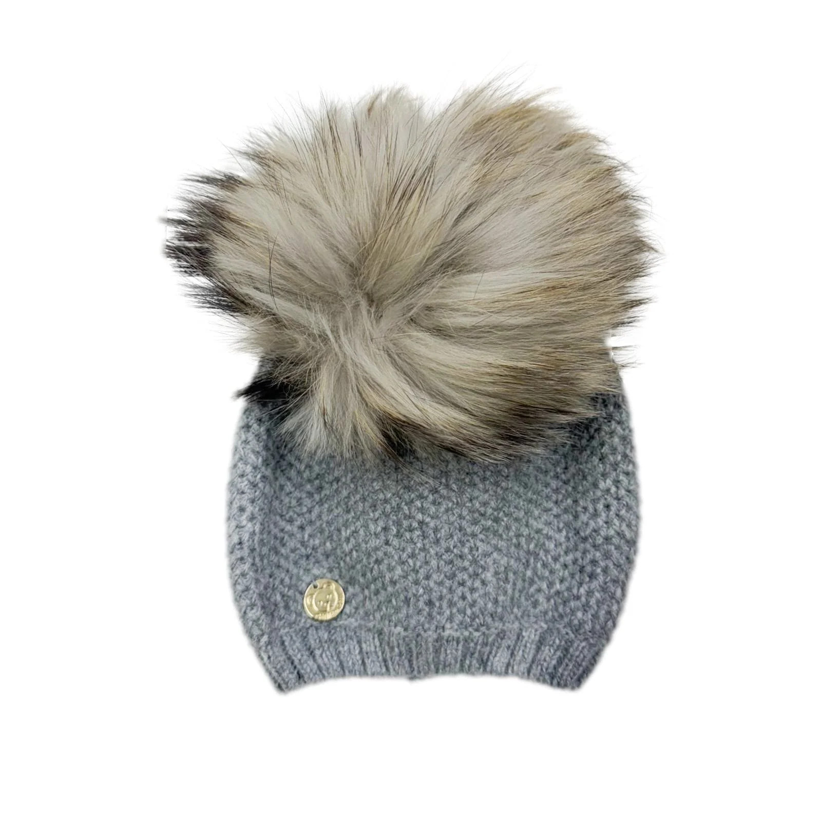 Honeycomb Grey Cashmere Beanie Hats - Grey Pom | petite maison kids