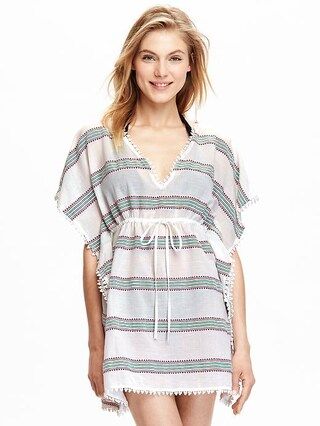 Old Navy Womens Embroidered Stripe Swim Cover Ups Size L - White stripe | Old Navy US