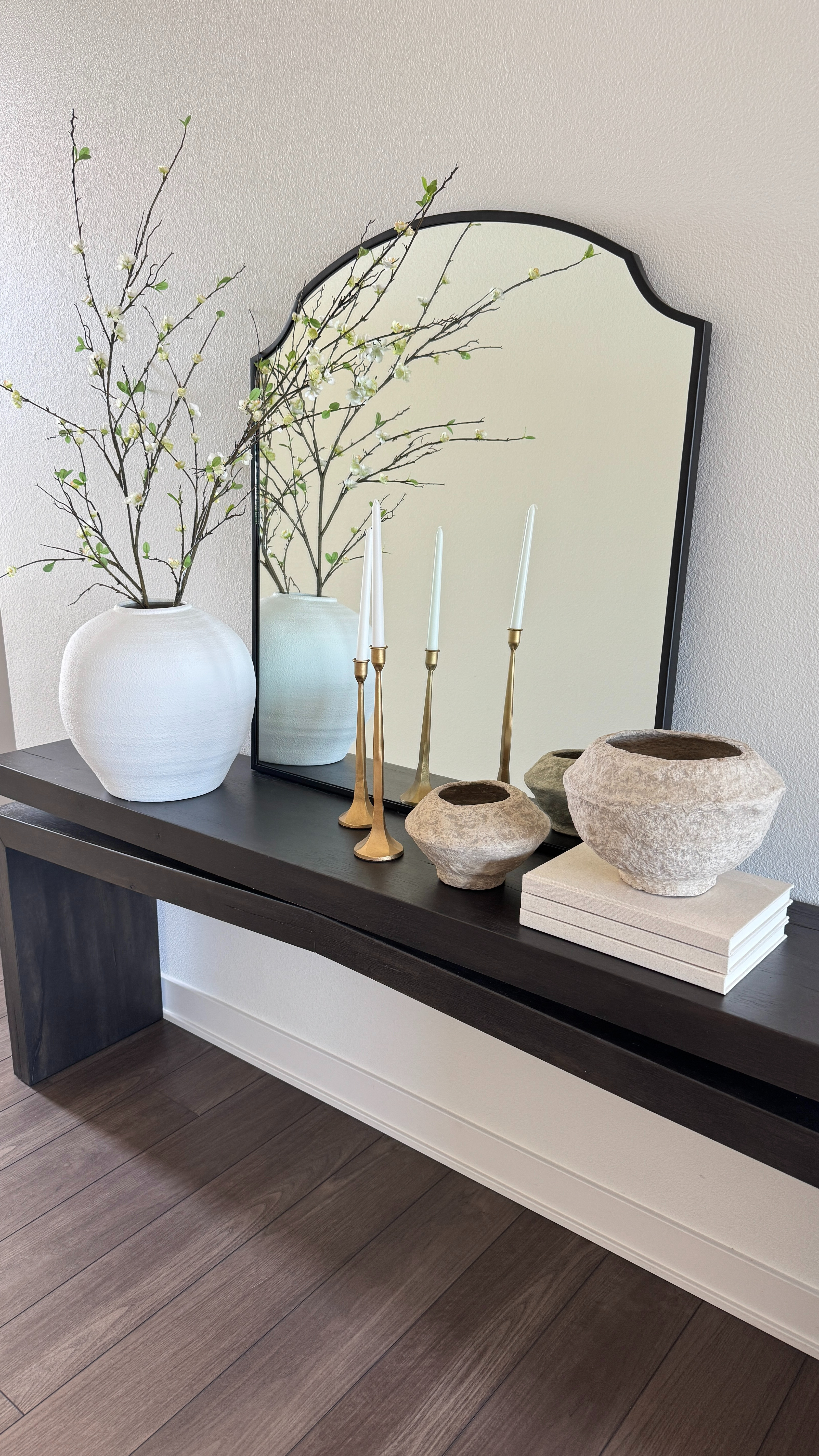 Loving this Wayfair console 🤍 It’s the perfect entryway piece year-round and so easy to style for every season. The white vase is so versatile for any stems and I love these gold candlesticks!  

 

#LTKHome