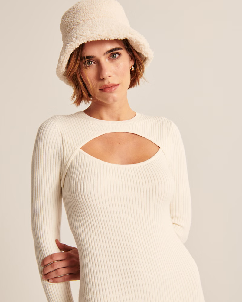 Long-Sleeve Cutout Midi Sweater Dress | Abercrombie & Fitch (US)