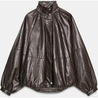 Zara - Faux Leather Bomber Jacket Zw Collection - Women - Taupe Gray - Women | Zara US