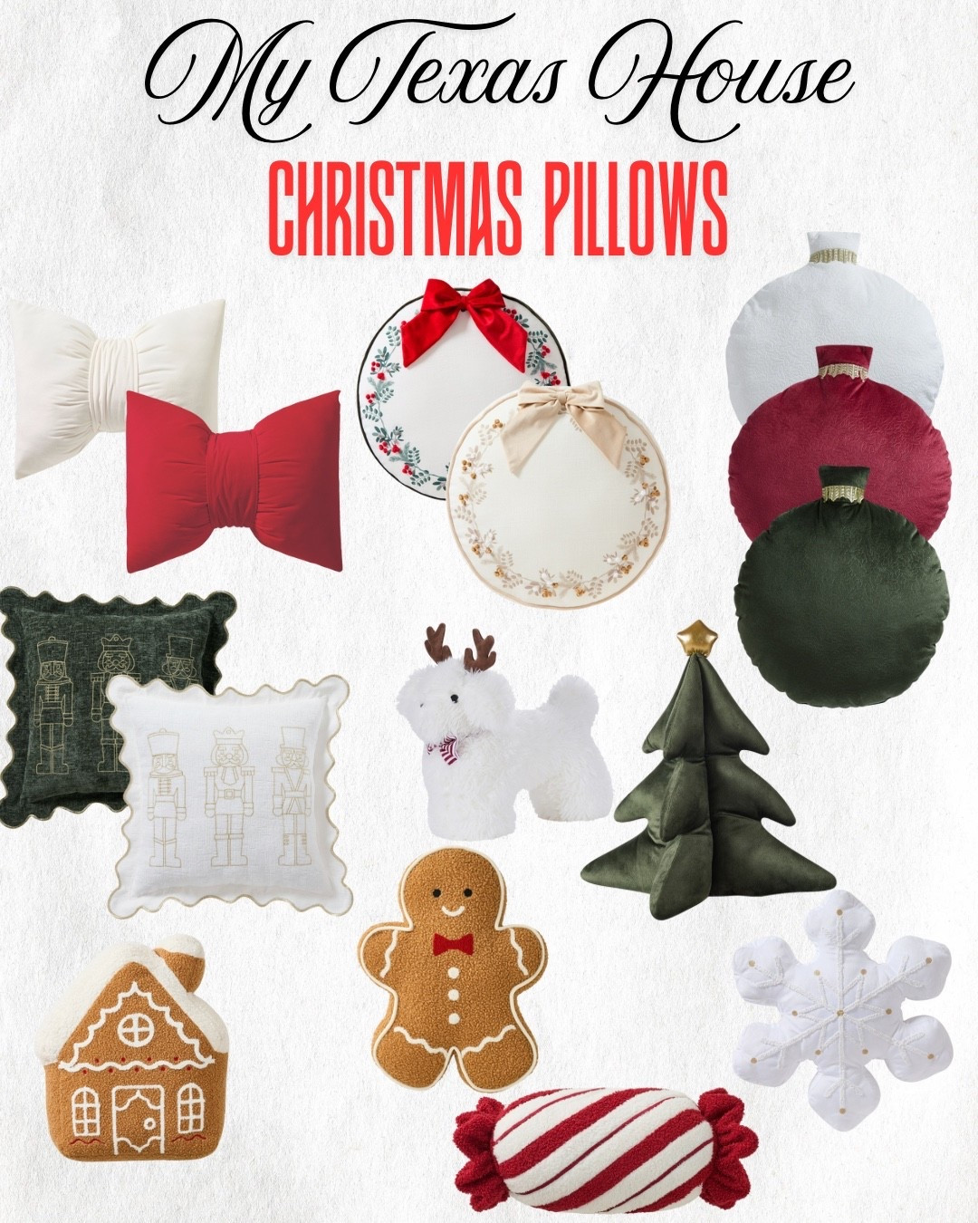 My Texas House Christmas pillows. 
I love all the neutral and whimsical designs they have this year. There is truly something for everyone. 

Walmart, Walmart finds, Walmart Christmas, My Texas House 

#LTKFindsUnder50 #LTKSeasonal #LTKHome