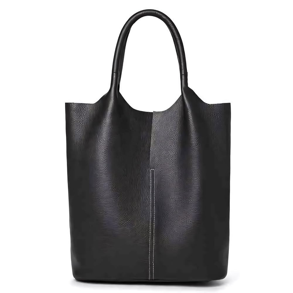 Women's Genuine Leather Tote Bag with Removable Zippered Pouch, Soft Cowhide, Stylish Everyday Sh... | Amazon (US)